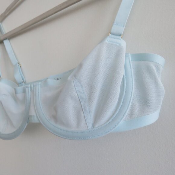CUUP The Balconette Mesh Underwire Bra in Halo Light Pastel Blue - Size 32B - Picture 8 of 13